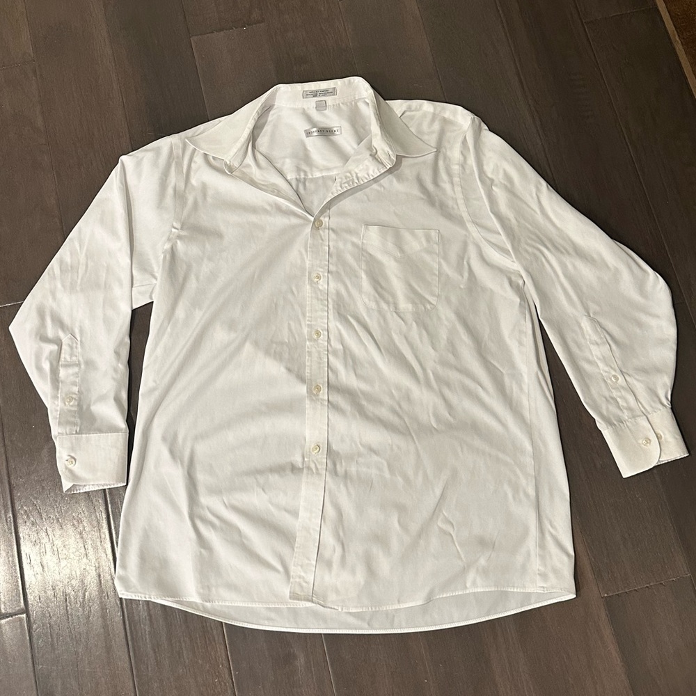 Geoffrey Beene 80’s 2 Ply Pinpoint White Long Sleeve Button Dress Shirt Sz XL